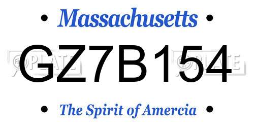 GZ7B154 Massachusetts License Plate