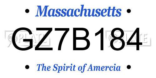 GZ7B184 Massachusetts License Plate