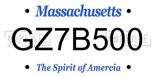 GZ7B500 Massachusetts License Plate