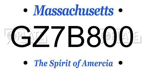GZ7B800 Massachusetts License Plate