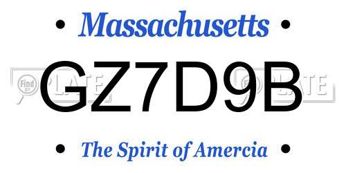 GZ7D9B Massachusetts License Plate