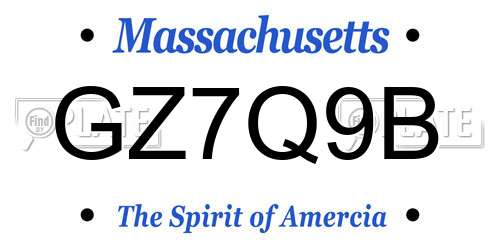 GZ7Q9B Massachusetts License Plate