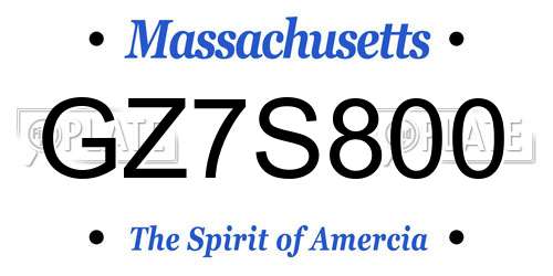 GZ7S800 Massachusetts License Plate