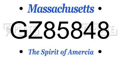GZ85848 Massachusetts License Plate