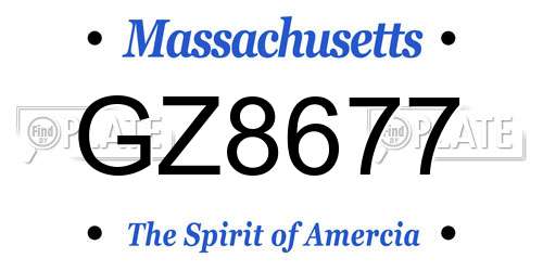 GZ8677 Massachusetts License Plate
