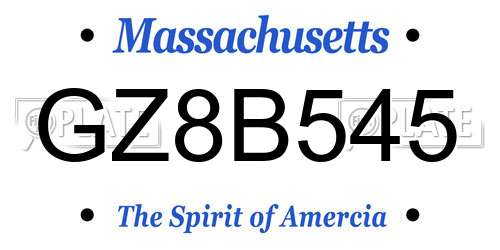GZ8B545 Massachusetts License Plate