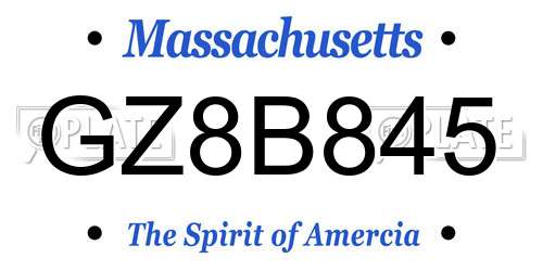 GZ8B845 Massachusetts License Plate