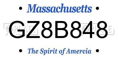 GZ8B848 Massachusetts License Plate