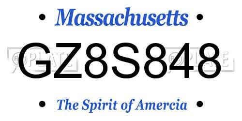 GZ8S848 Massachusetts License Plate