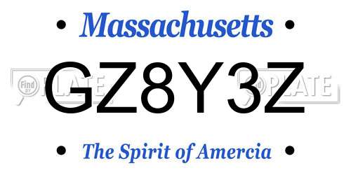 GZ8Y3Z Massachusetts License Plate