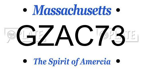GZAC73 Massachusetts License Plate