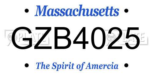 GZB4025 Massachusetts License Plate