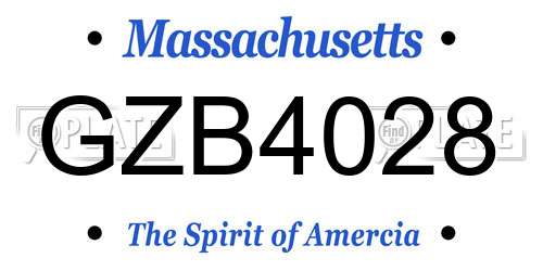 GZB4028 Massachusetts License Plate