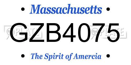 GZB4075 Massachusetts License Plate