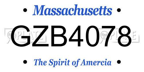 GZB4078 Massachusetts License Plate