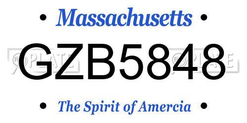 GZB5848 Massachusetts License Plate