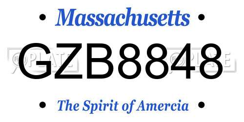 GZB8848 Massachusetts License Plate