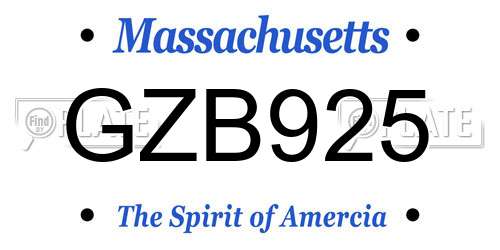 GZB925 Massachusetts License Plate