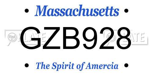 GZB928 Massachusetts License Plate