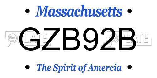 GZB92B Massachusetts License Plate