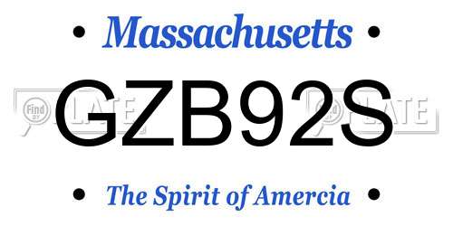 GZB92S Massachusetts License Plate