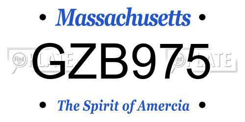 GZB975 Massachusetts License Plate