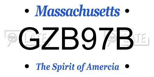 GZB97B Massachusetts License Plate