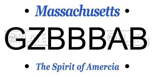 GZBBBAB Massachusetts License Plate