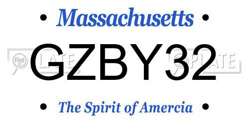 GZBY32 Massachusetts License Plate