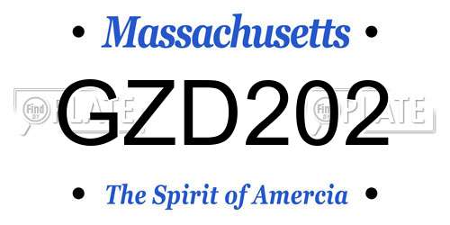 GZD202 Massachusetts License Plate