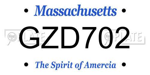 GZD702 Massachusetts License Plate