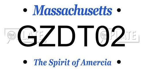 GZDT02 Massachusetts License Plate