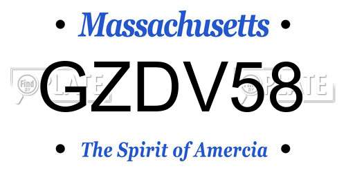 GZDV58 Massachusetts License Plate