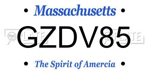 GZDV85 Massachusetts License Plate