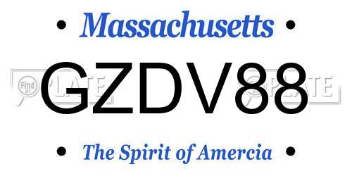 GZDV88 Massachusetts License Plate
