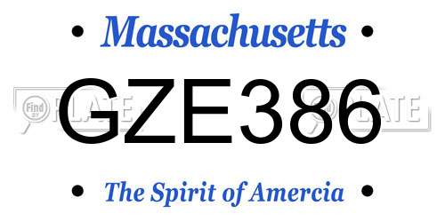 GZE386 Massachusetts License Plate