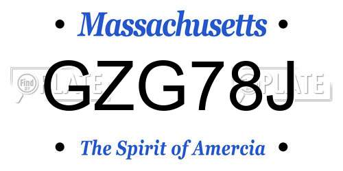 GZG78J Massachusetts License Plate