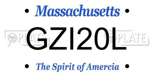 GZI20L Massachusetts License Plate