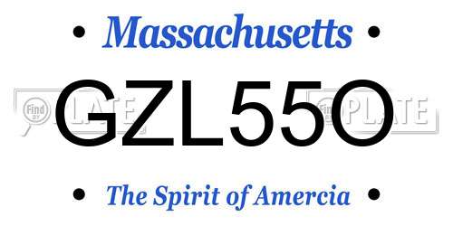 GZL55O Massachusetts License Plate