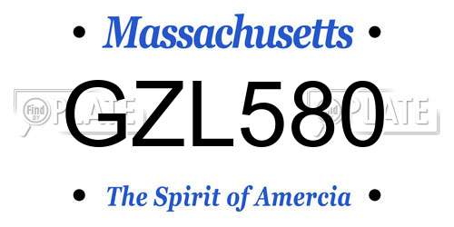 GZL580 Massachusetts License Plate