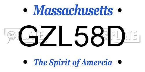 GZL58D Massachusetts License Plate