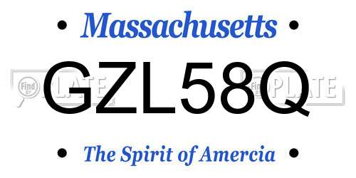 GZL58Q Massachusetts License Plate