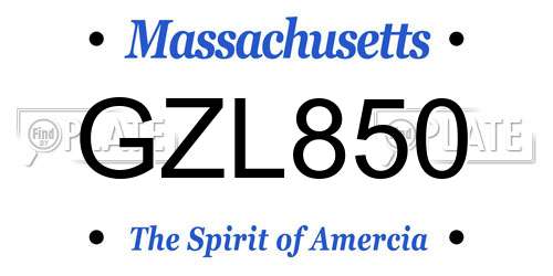 GZL850 Massachusetts License Plate