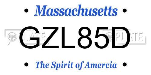 GZL85D Massachusetts License Plate