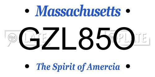 GZL85O Massachusetts License Plate