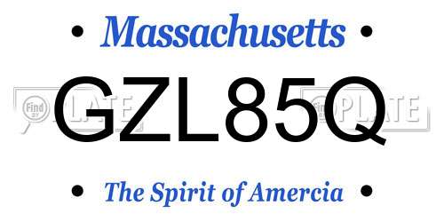 GZL85Q Massachusetts License Plate