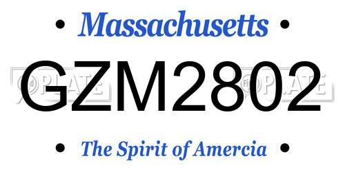GZM2802 Massachusetts License Plate