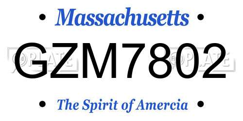 GZM7802 Massachusetts License Plate