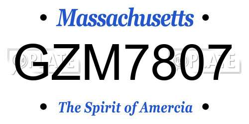 GZM7807 Massachusetts License Plate