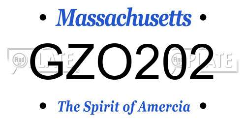 GZO202 Massachusetts License Plate